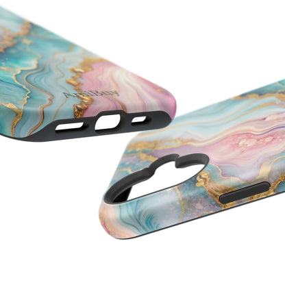 Marbled Aqua & Rose Gold Magnetic Impact Phone Case