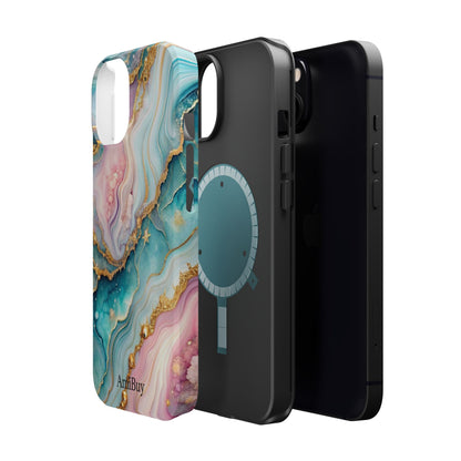 Marbled Aqua & Rose Gold Magnetic Impact Phone Case