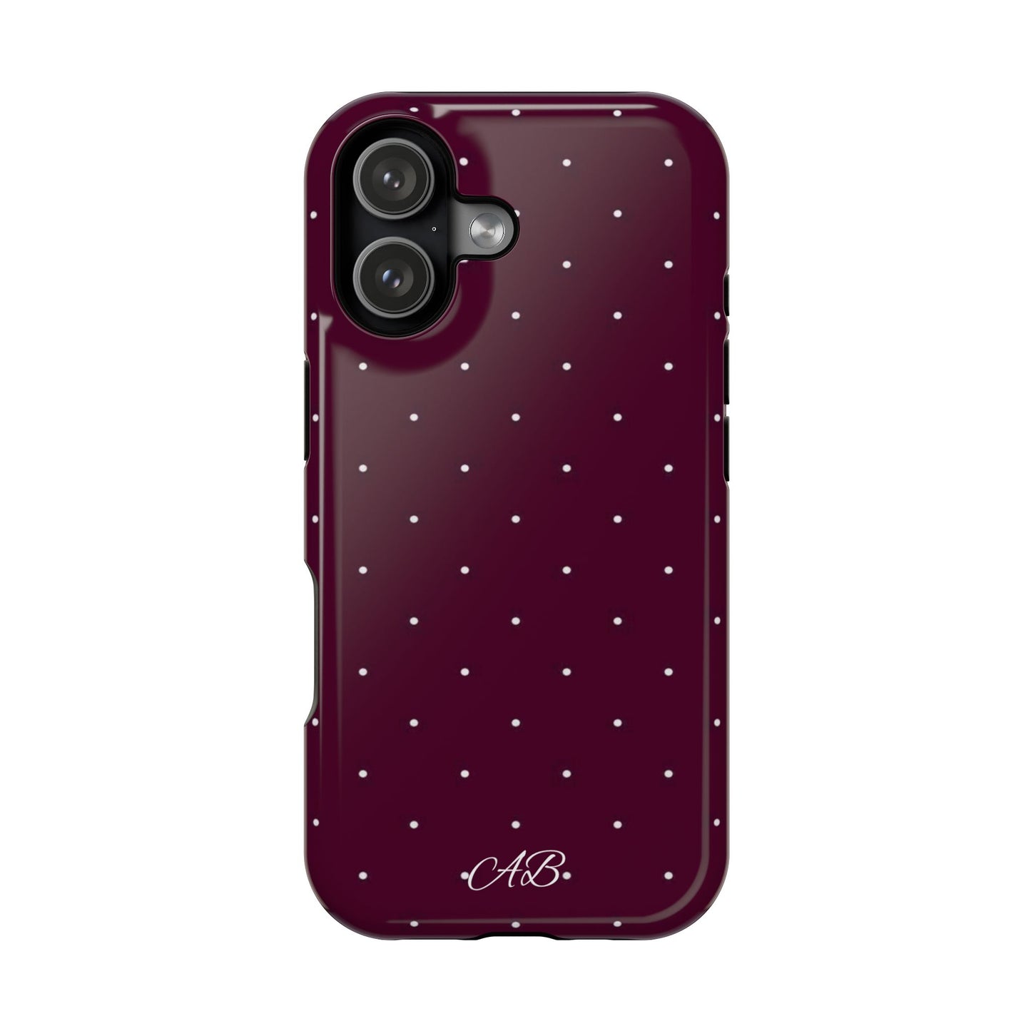 Magnetic Impact-Resistant Phone Case — Burgundy Microdot Protective Cover