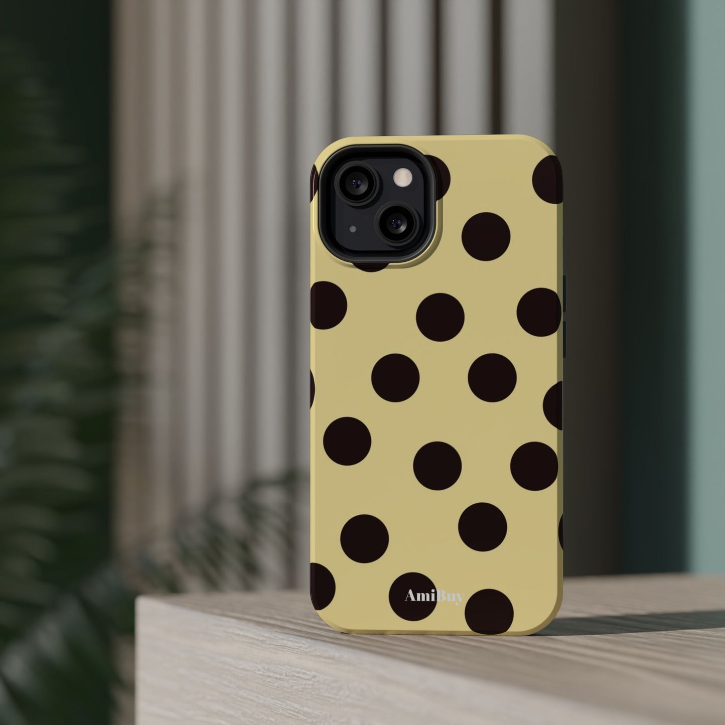Polka Dot Magnetic Impact Phone Case — Yellow & Black Protective Cover