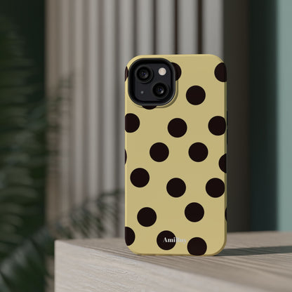 Polka Dot Magnetic Impact Phone Case — Yellow & Black Protective Cover