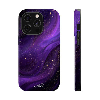 Purple Galaxy Magnetic Impact Phone Case — Shockproof Cosmic Swirl Design