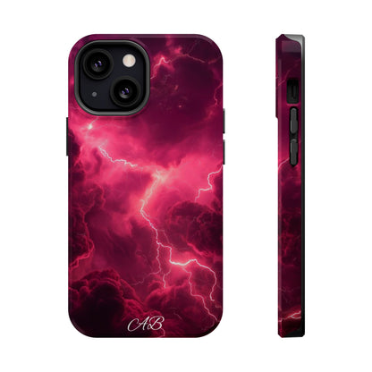 Magenta Lightning Phone Case — Magnetic Impact-Resistant iPhone Cover