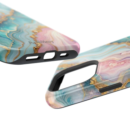 Marbled Aqua & Rose Gold Magnetic Impact Phone Case