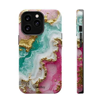 Marbled Pink & Teal Geode Magnetic Impact Phone Case