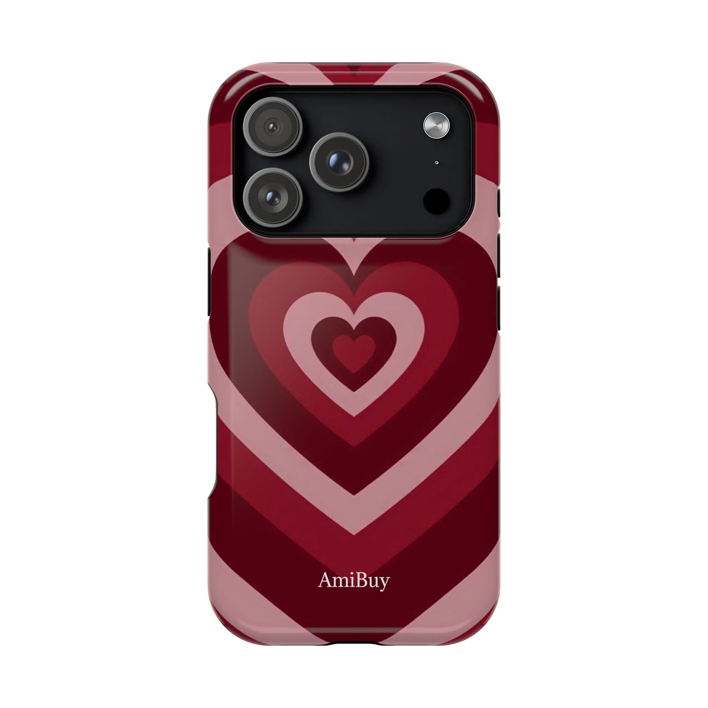 Magnetic Impact-Resistant Phone Case — Retro Layered Heart Design