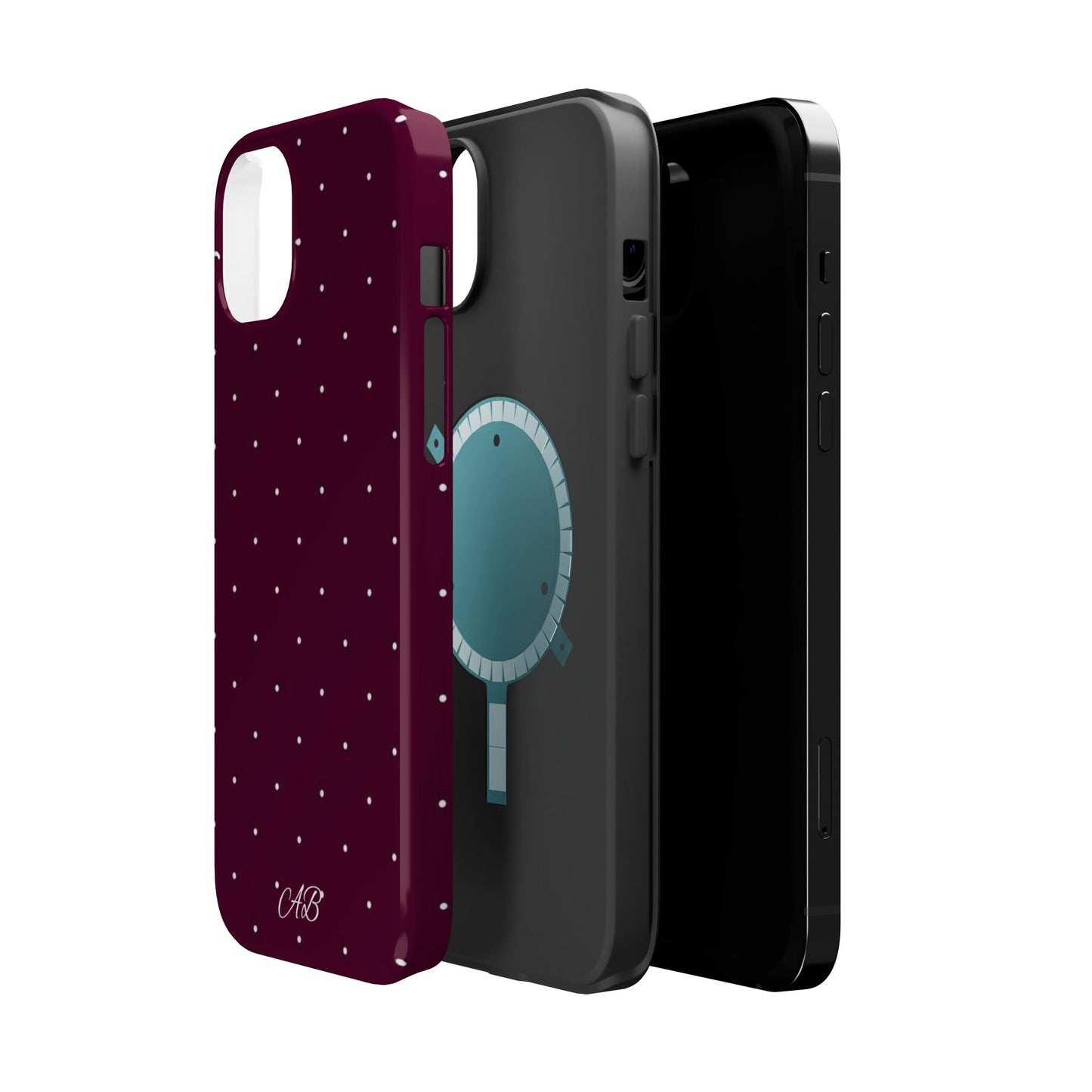 Magnetic Impact-Resistant Phone Case — Burgundy Microdot Protective Cover