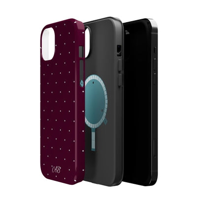 Magnetic Impact-Resistant Phone Case — Burgundy Microdot Protective Cover