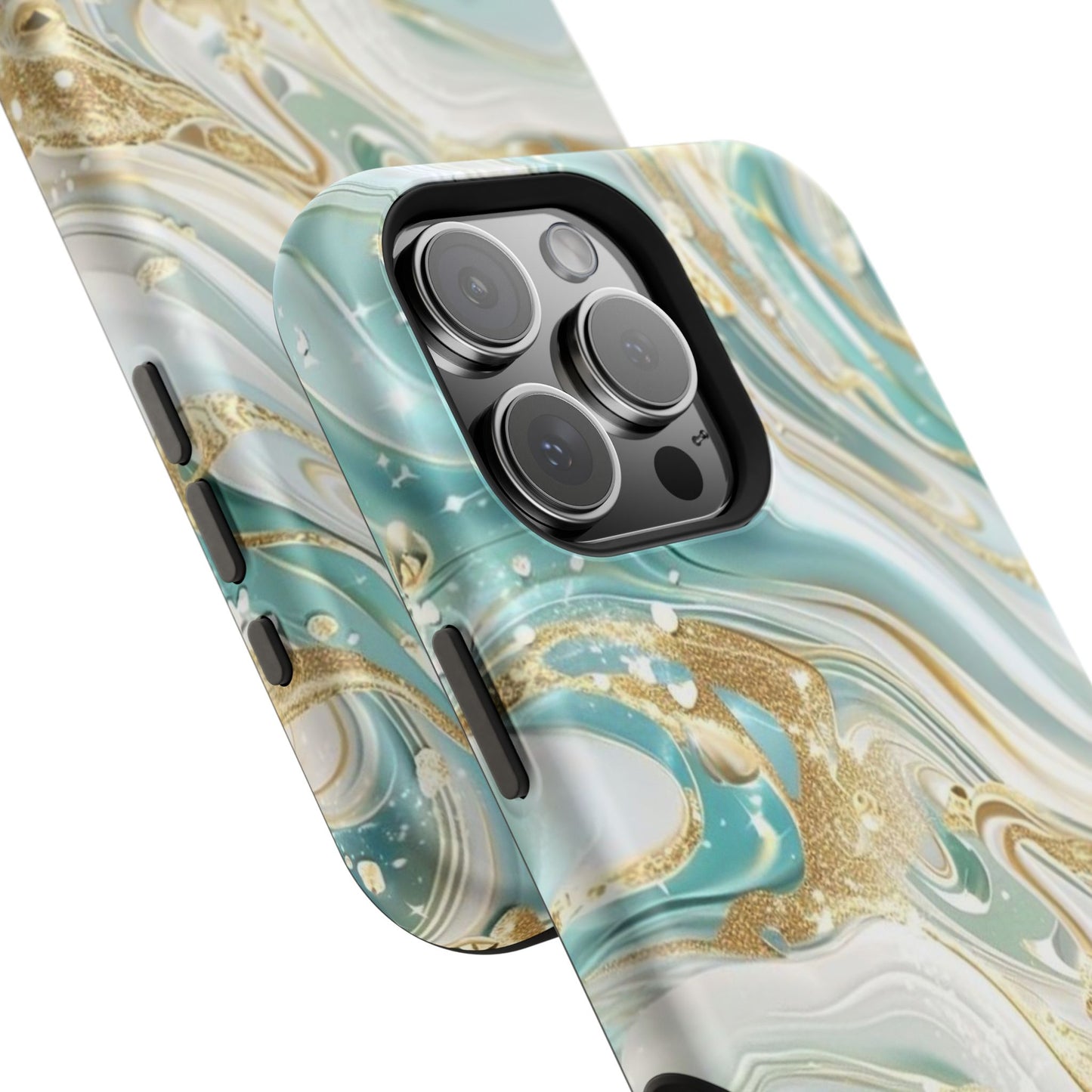 Marbled Teal & Gold Magnetic Impact-Resistant Phone Case