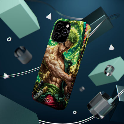 Magnetic Impact-Resistant Phone Case — Green-Sword Warrior Anime Art