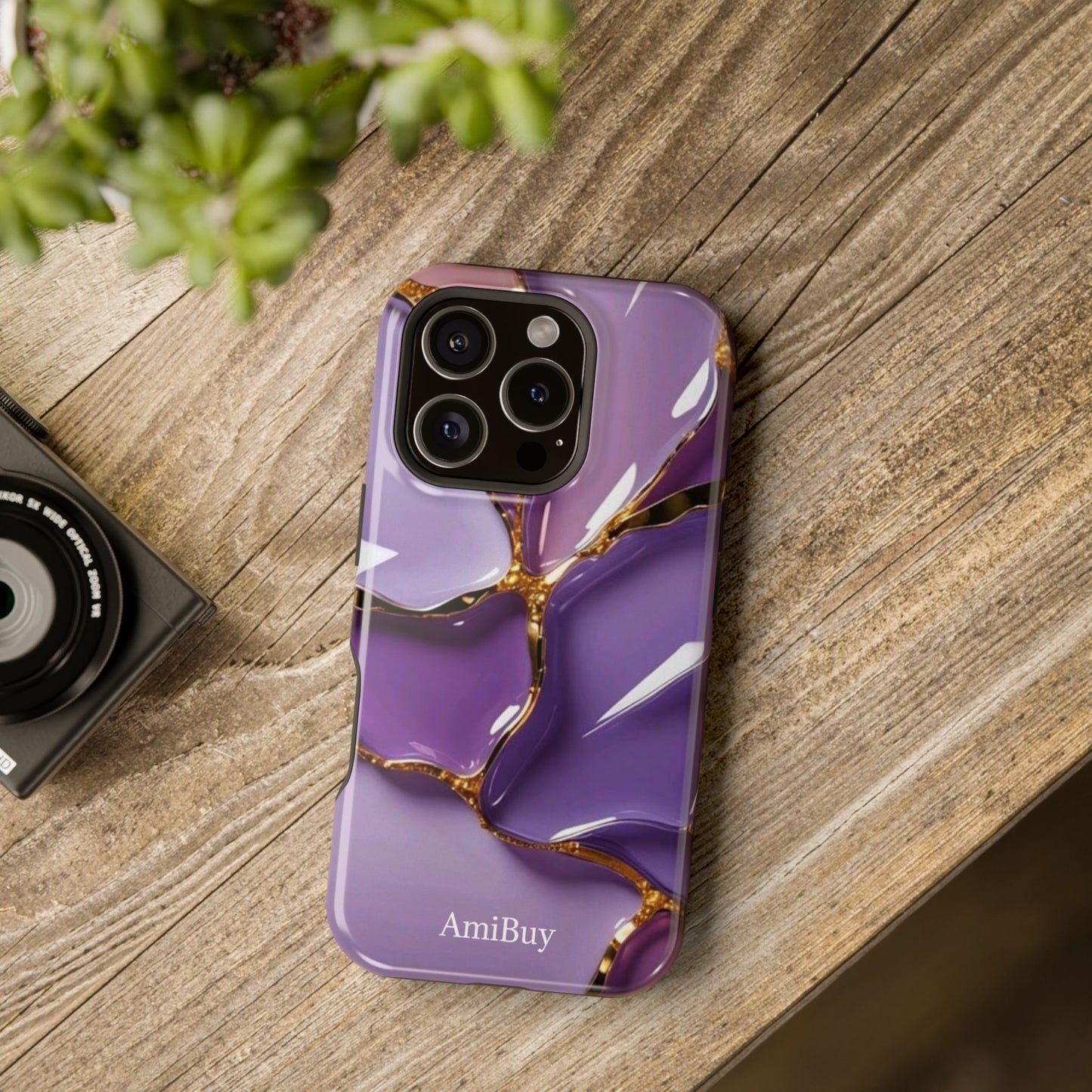 Purple Gold Marble Magnetic Impact-Resistant Phone Case