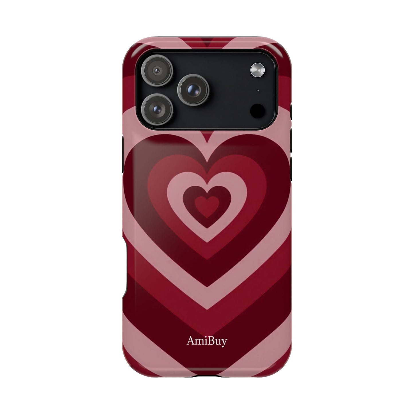 Magnetic Impact-Resistant Phone Case — Retro Layered Heart Design