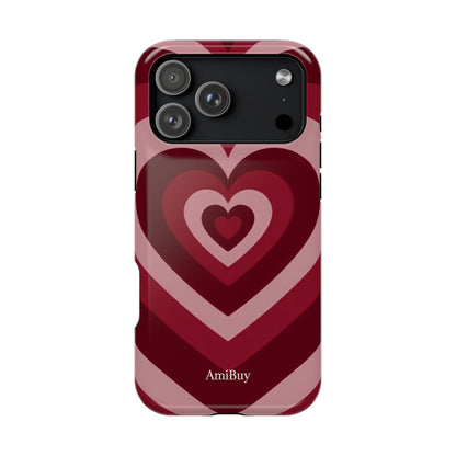 Magnetic Impact-Resistant Phone Case — Retro Layered Heart Design