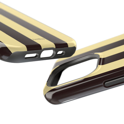 Striped Magnetic Impact-Resistant Phone Case — Brown & Cream Vertical Stripes
