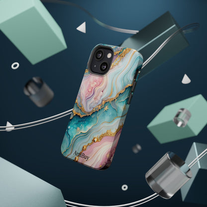 Marbled Aqua & Rose Gold Magnetic Impact Phone Case