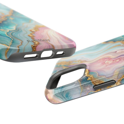 Marbled Aqua & Rose Gold Magnetic Impact Phone Case