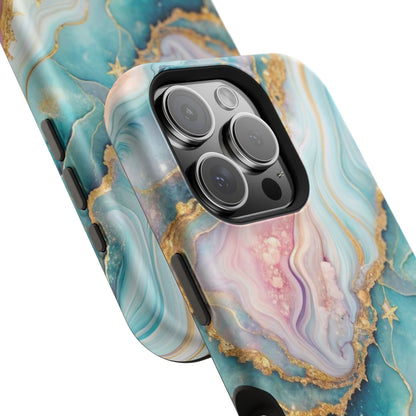 Marbled Aqua & Rose Gold Magnetic Impact Phone Case