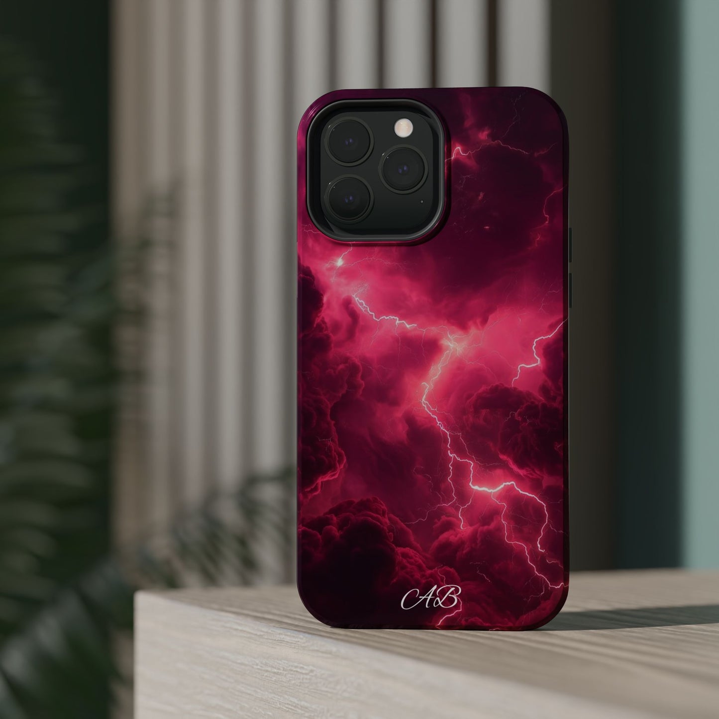 Magenta Lightning Phone Case — Magnetic Impact-Resistant iPhone Cover