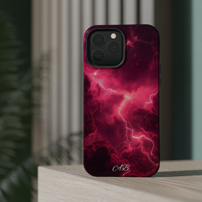 Magenta Lightning Phone Case — Magnetic Impact-Resistant iPhone Cover