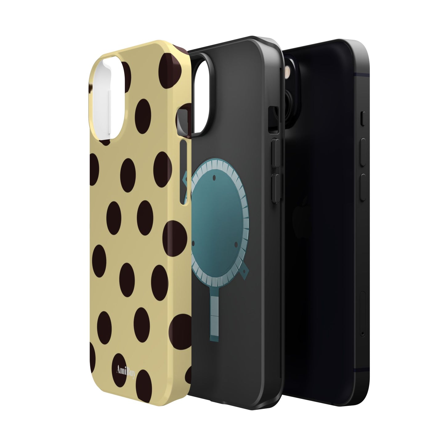 Polka Dot Magnetic Impact Phone Case — Yellow & Black Protective Cover