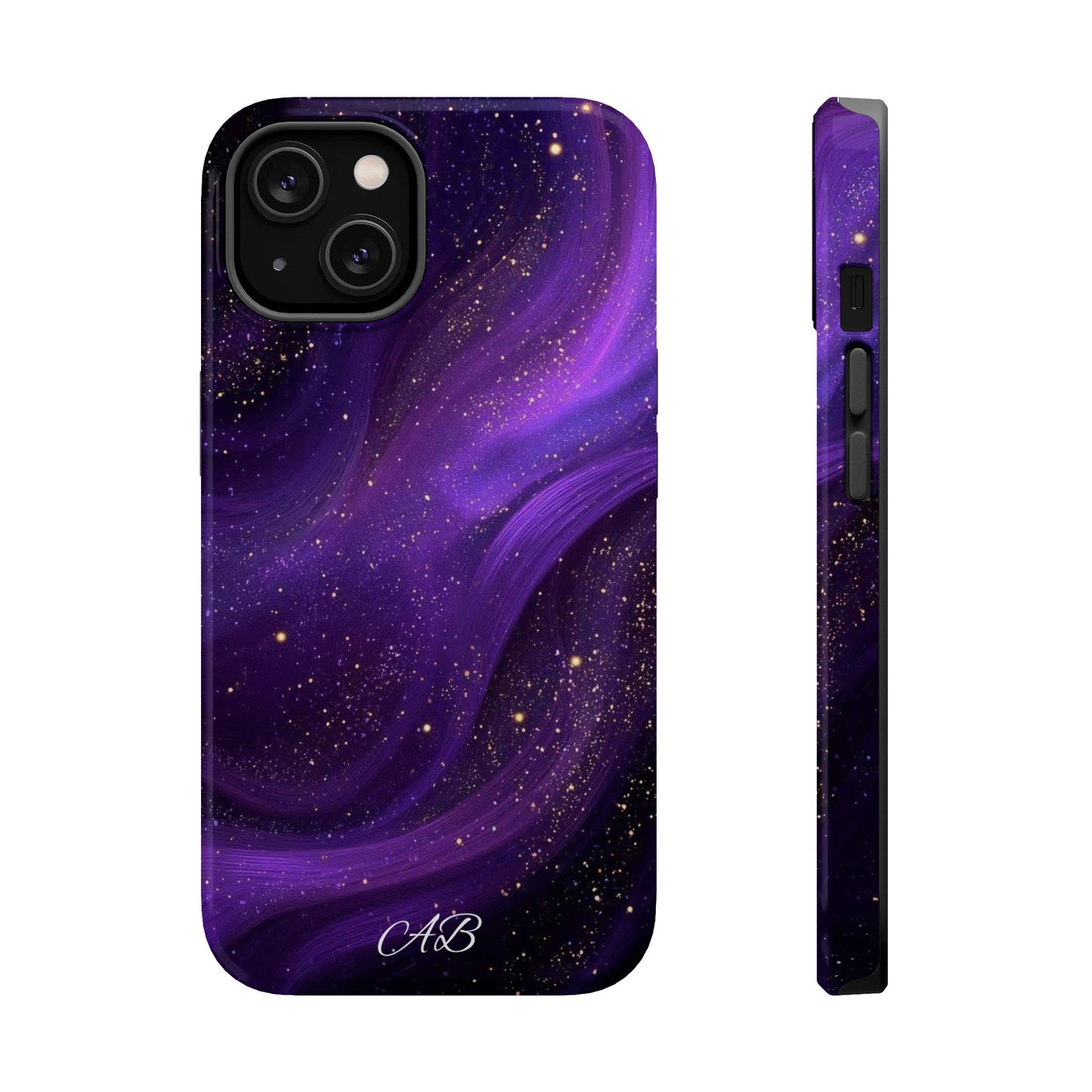 Purple Galaxy Magnetic Impact Phone Case — Shockproof Cosmic Swirl Design