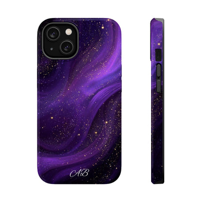 Purple Galaxy Magnetic Impact Phone Case — Shockproof Cosmic Swirl Design