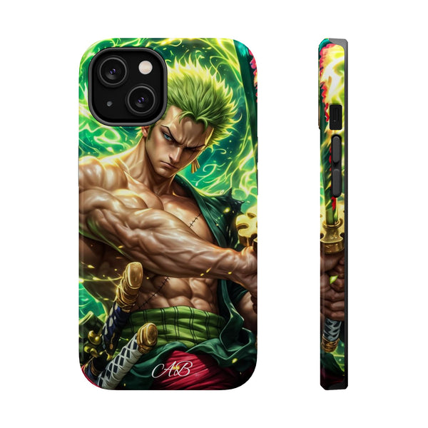 Magnetic Impact-Resistant Phone Case — Green-Sword Warrior Anime Art