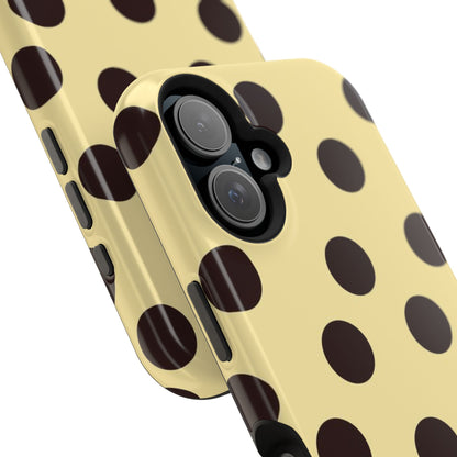 Polka Dot Magnetic Impact Phone Case — Yellow & Black Protective Cover