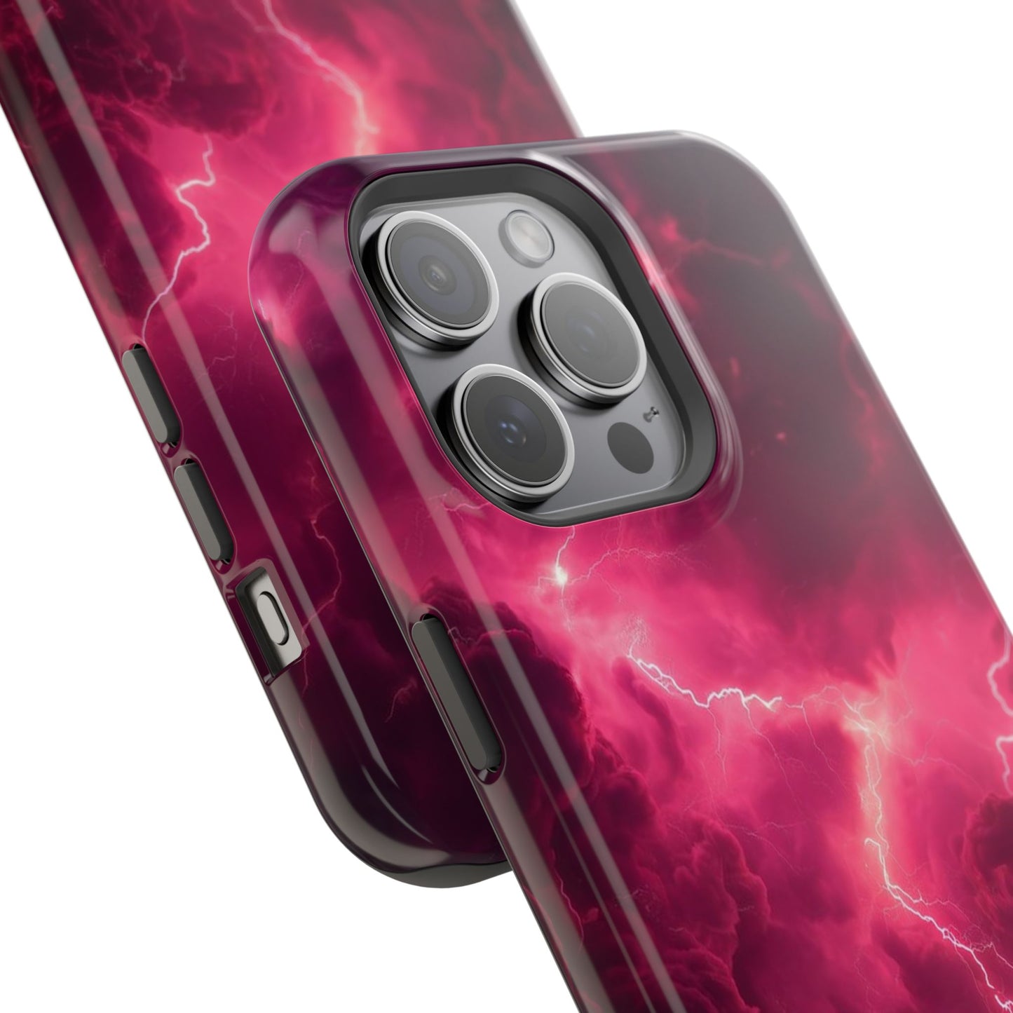 Magenta Lightning Phone Case — Magnetic Impact-Resistant iPhone Cover