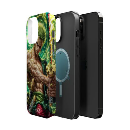 Magnetic Impact-Resistant Phone Case — Green-Sword Warrior Anime Art