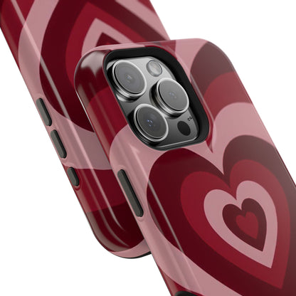 Magnetic Impact-Resistant Phone Case — Retro Layered Heart Design