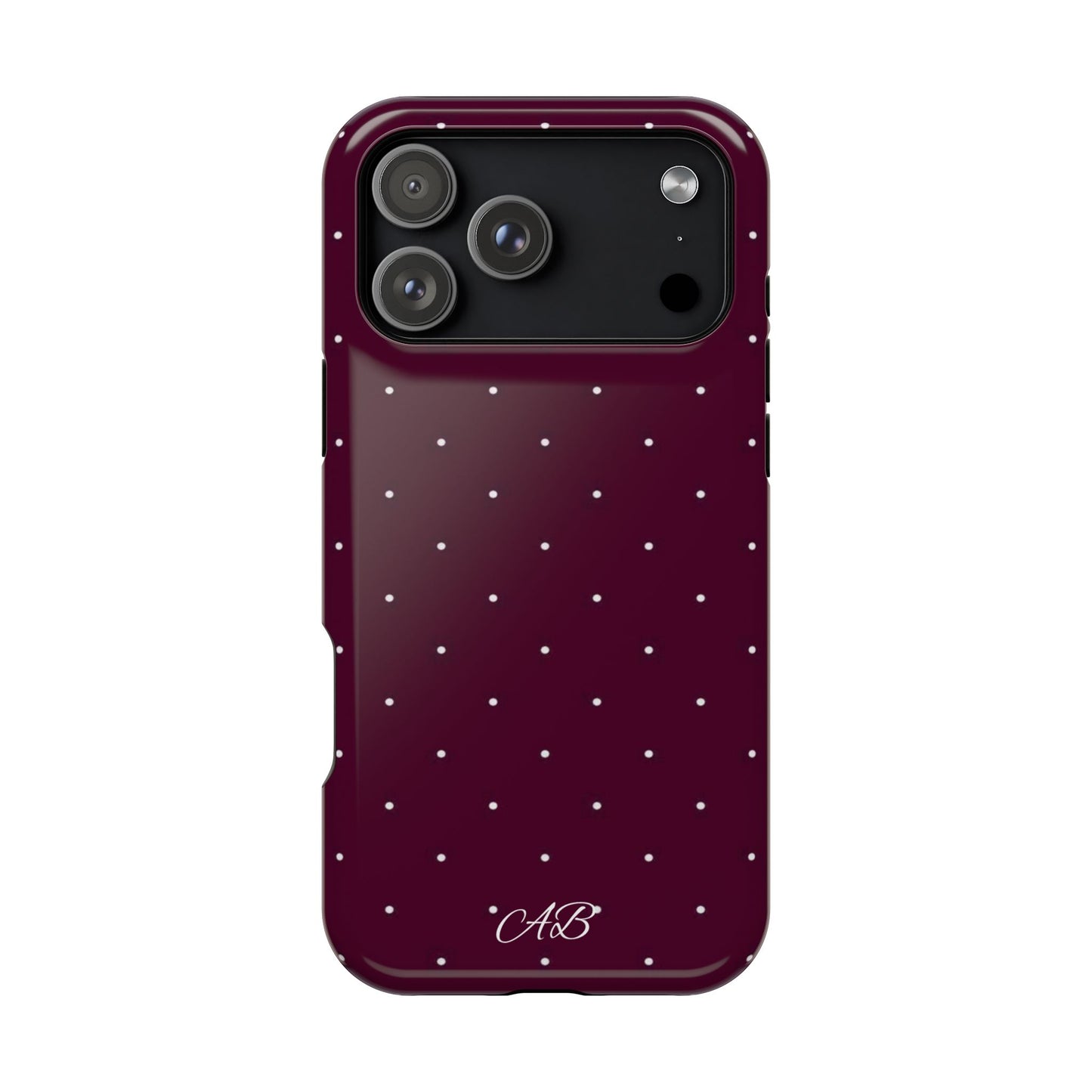 Magnetic Impact-Resistant Phone Case — Burgundy Microdot Protective Cover