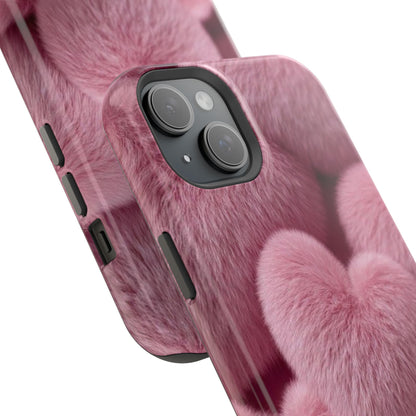 Pink Fuzzy Heart Phone Case — Magnetic Impact-Resistant