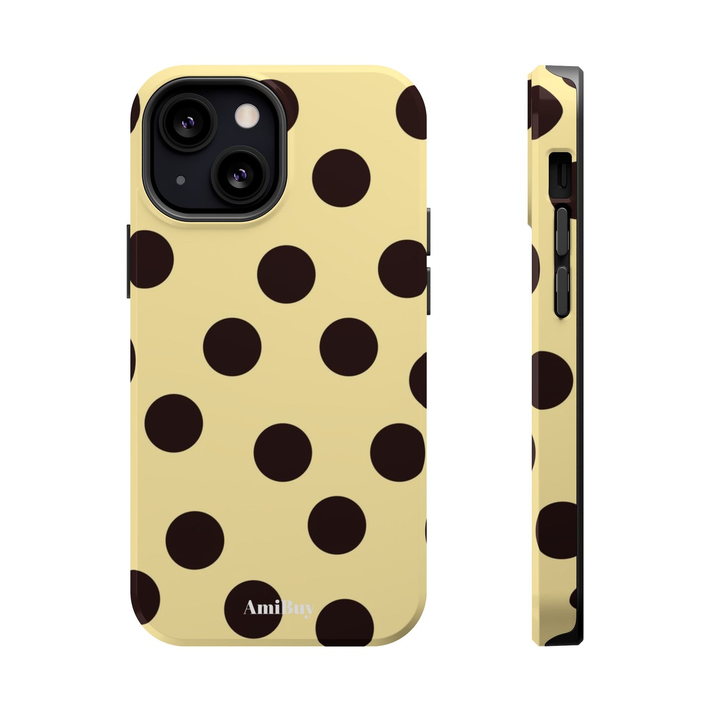 Polka Dot Magnetic Impact Phone Case — Yellow & Black Protective Cover