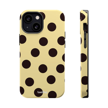 Polka Dot Magnetic Impact Phone Case — Yellow & Black Protective Cover