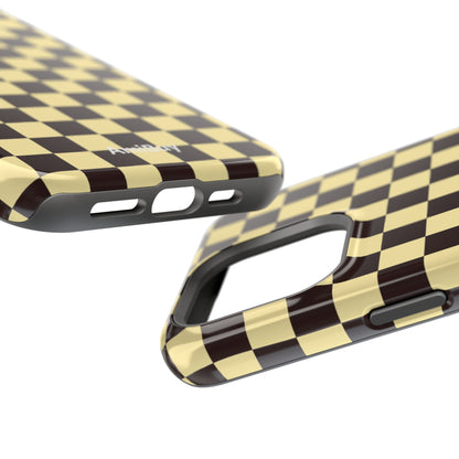 Checkerboard Magnetic Impact Case — Retro Black & Cream Phone Cover