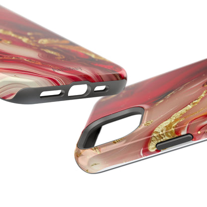 Red Marble & Gold Phone Case — Magnetic Impact-Resistant Protective Cover