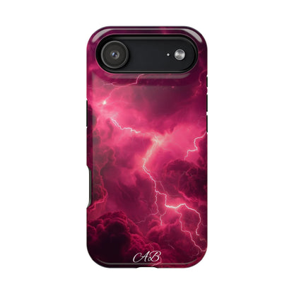 Magenta Lightning Phone Case — Magnetic Impact-Resistant iPhone Cover