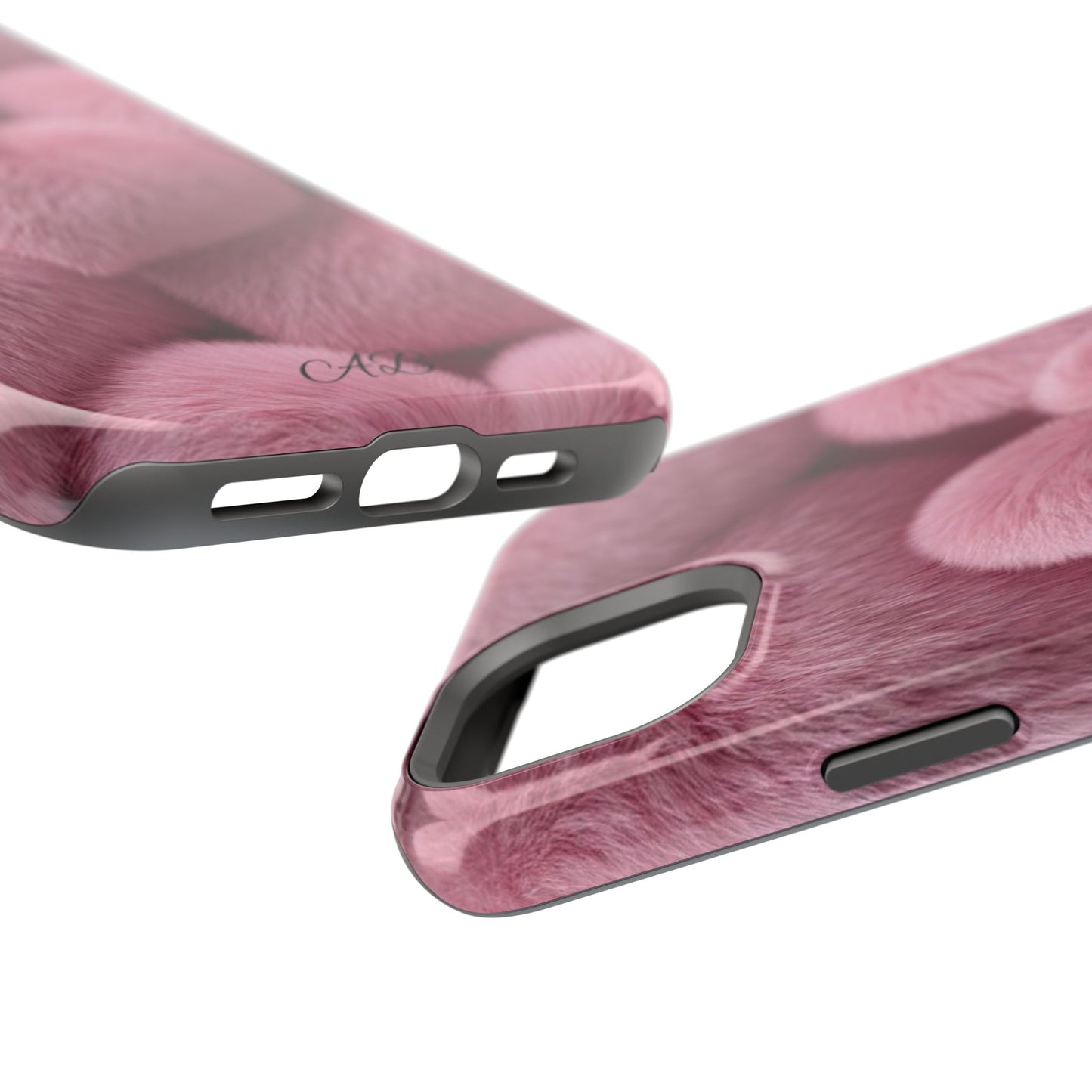 Pink Fuzzy Heart Phone Case — Magnetic Impact-Resistant