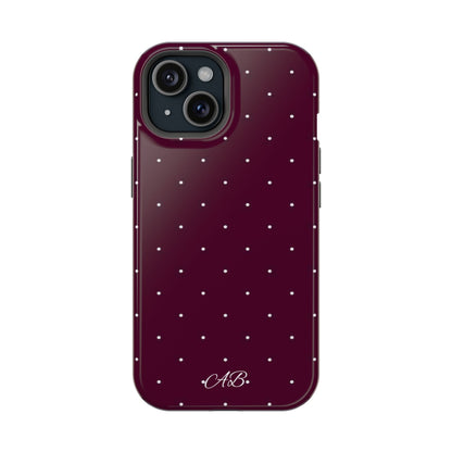Magnetic Impact-Resistant Phone Case — Burgundy Microdot Protective Cover