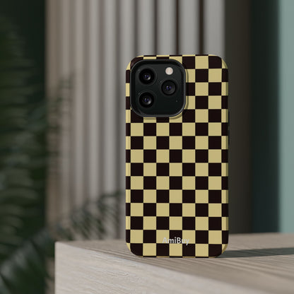 Checkerboard Magnetic Impact Case — Retro Black & Cream Phone Cover