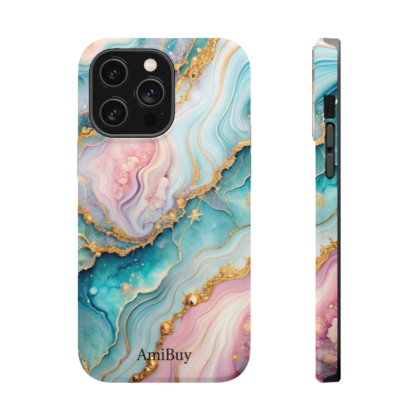 Marbled Aqua & Rose Gold Magnetic Impact Phone Case