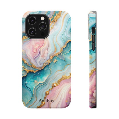 Marbled Aqua & Rose Gold Magnetic Impact Phone Case