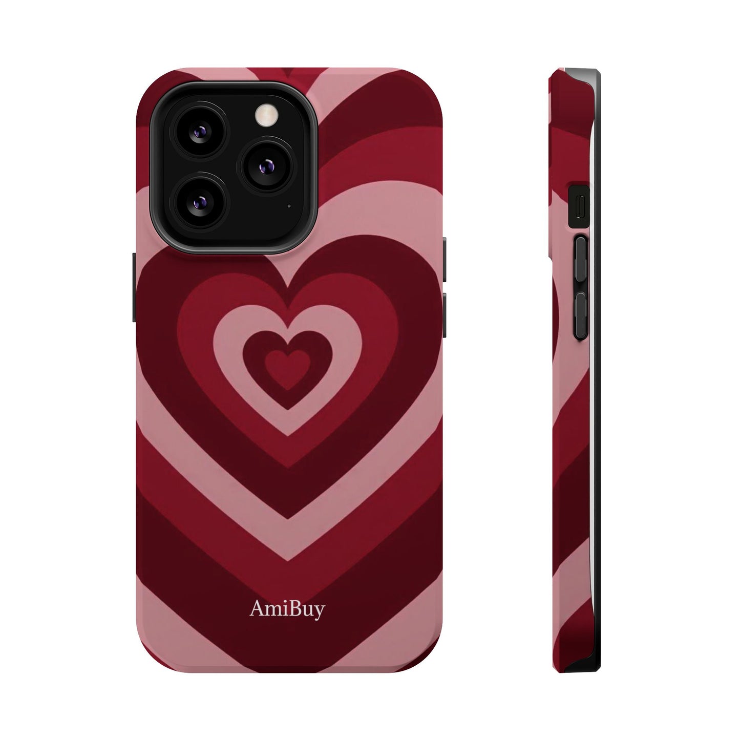 Magnetic Impact-Resistant Phone Case — Retro Layered Heart Design