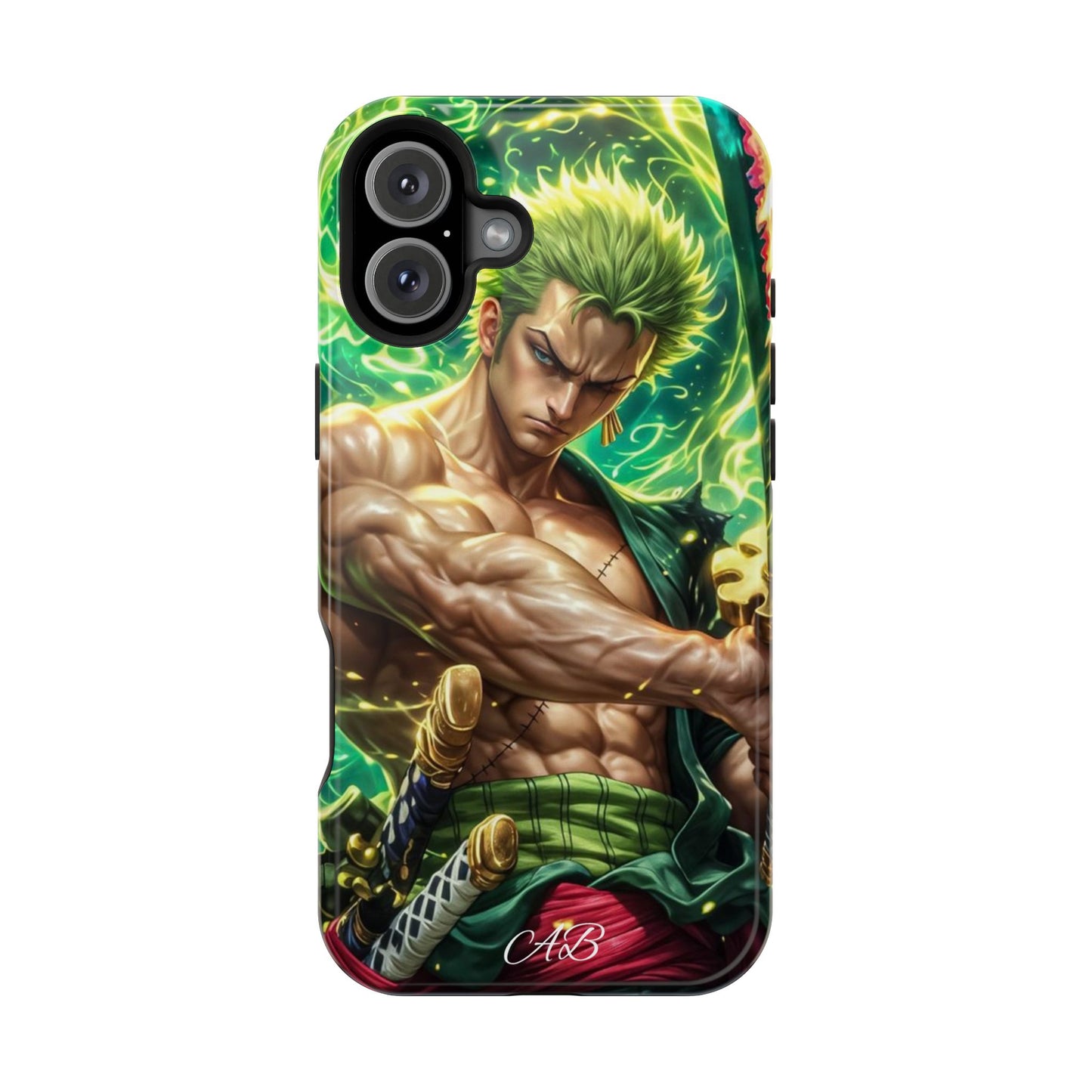 Magnetic Impact-Resistant Phone Case — Green-Sword Warrior Anime Art