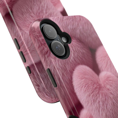 Pink Fuzzy Heart Phone Case — Magnetic Impact-Resistant
