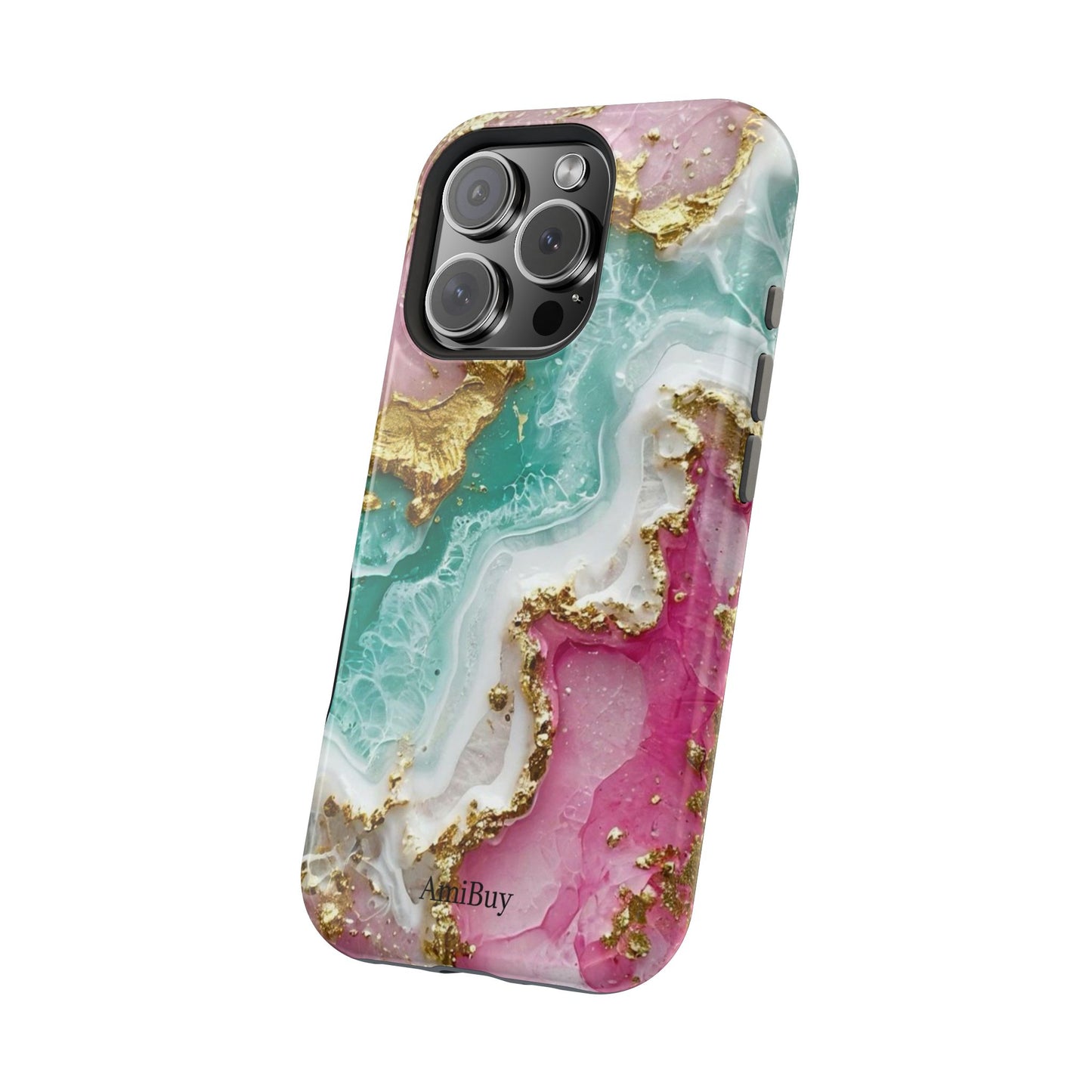 Marbled Pink & Teal Geode Magnetic Impact Phone Case