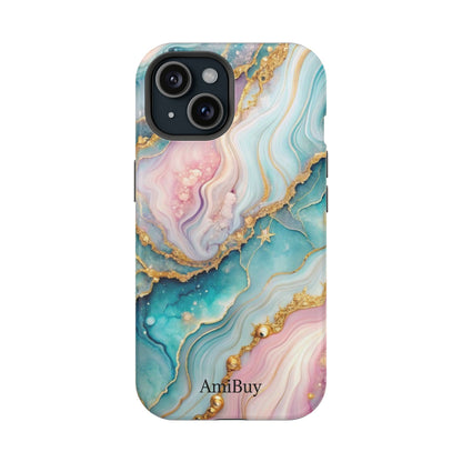 Marbled Aqua & Rose Gold Magnetic Impact Phone Case