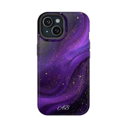 Purple Galaxy Magnetic Impact Phone Case — Shockproof Cosmic Swirl Design