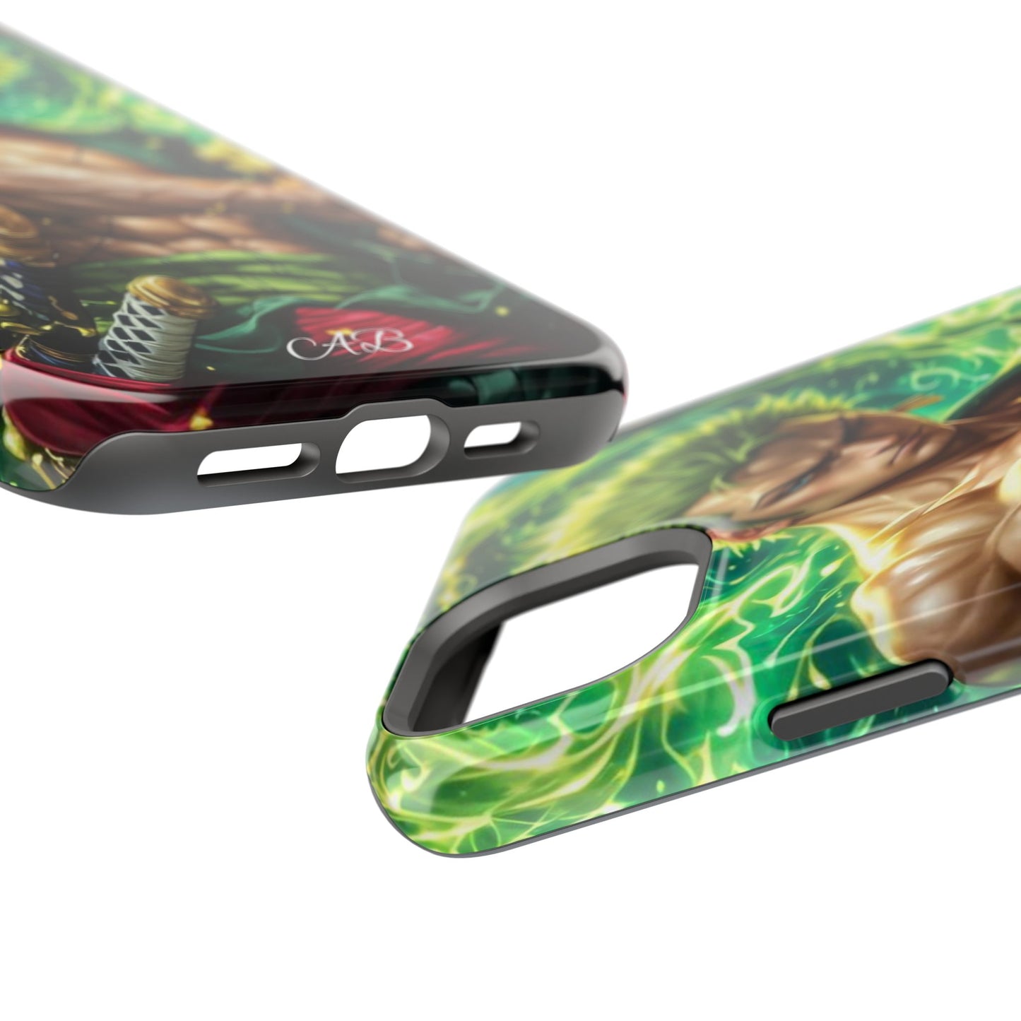 Magnetic Impact-Resistant Phone Case — Green-Sword Warrior Anime Art